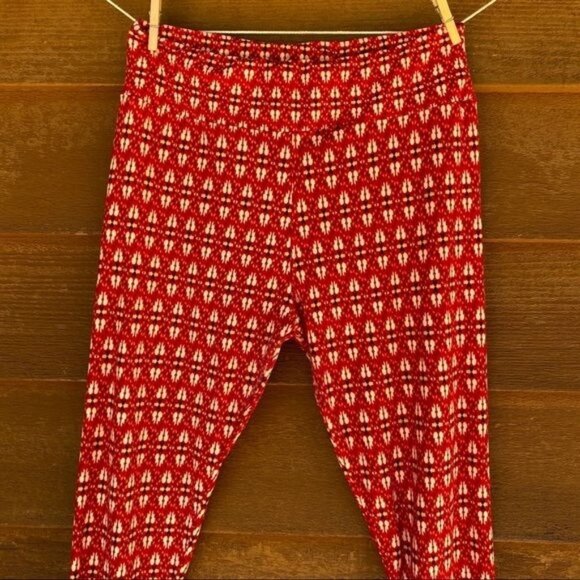 LulaRoe Leggings Red Geometric Patterned - Picture 9 of 13